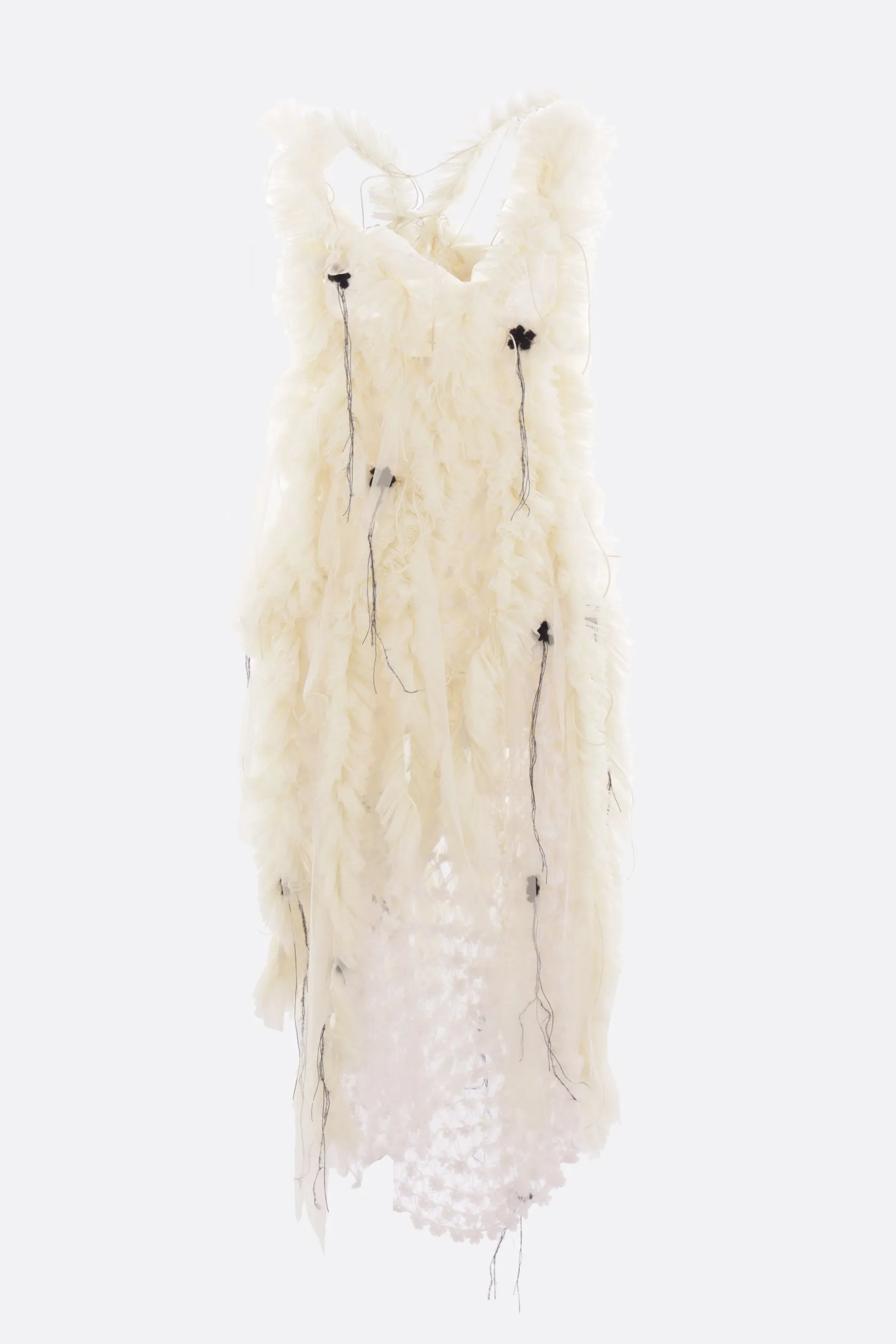 Abiti>PAULINE DUJANCOURT abito asimmetrico in mohair e seta con rouches Bianco