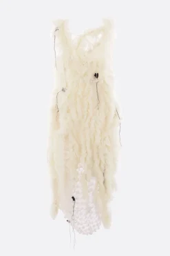 Abiti>PAULINE DUJANCOURT abito asimmetrico in mohair e seta con rouches Bianco