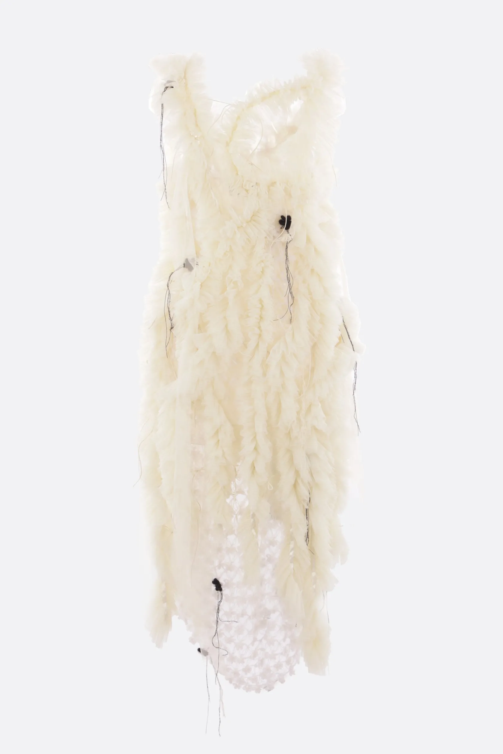Abiti>PAULINE DUJANCOURT abito asimmetrico in mohair e seta con rouches Bianco