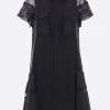 Abiti>SACAI abito chemisier in lana e raso Nero