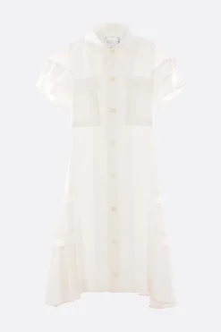 Abiti>SACAI abito chemisier in lana e raso Bianco