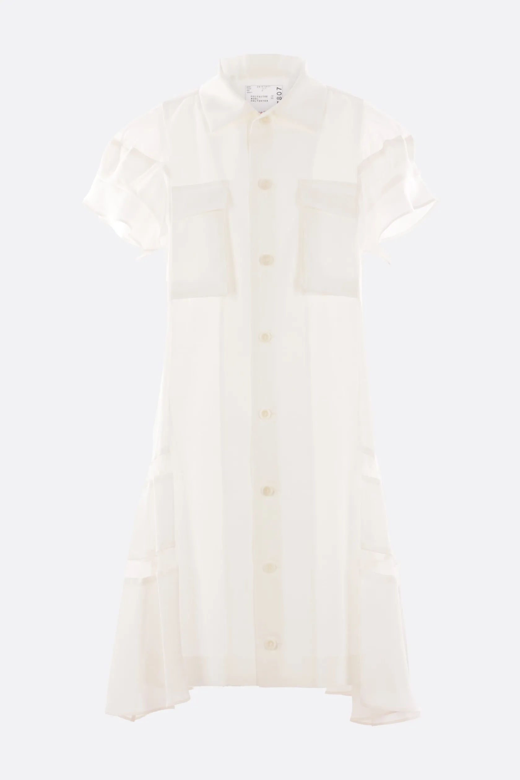 Abiti>SACAI abito chemisier in lana e raso Bianco