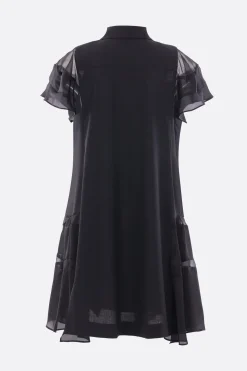 Abiti>SACAI abito chemisier in lana e raso Nero