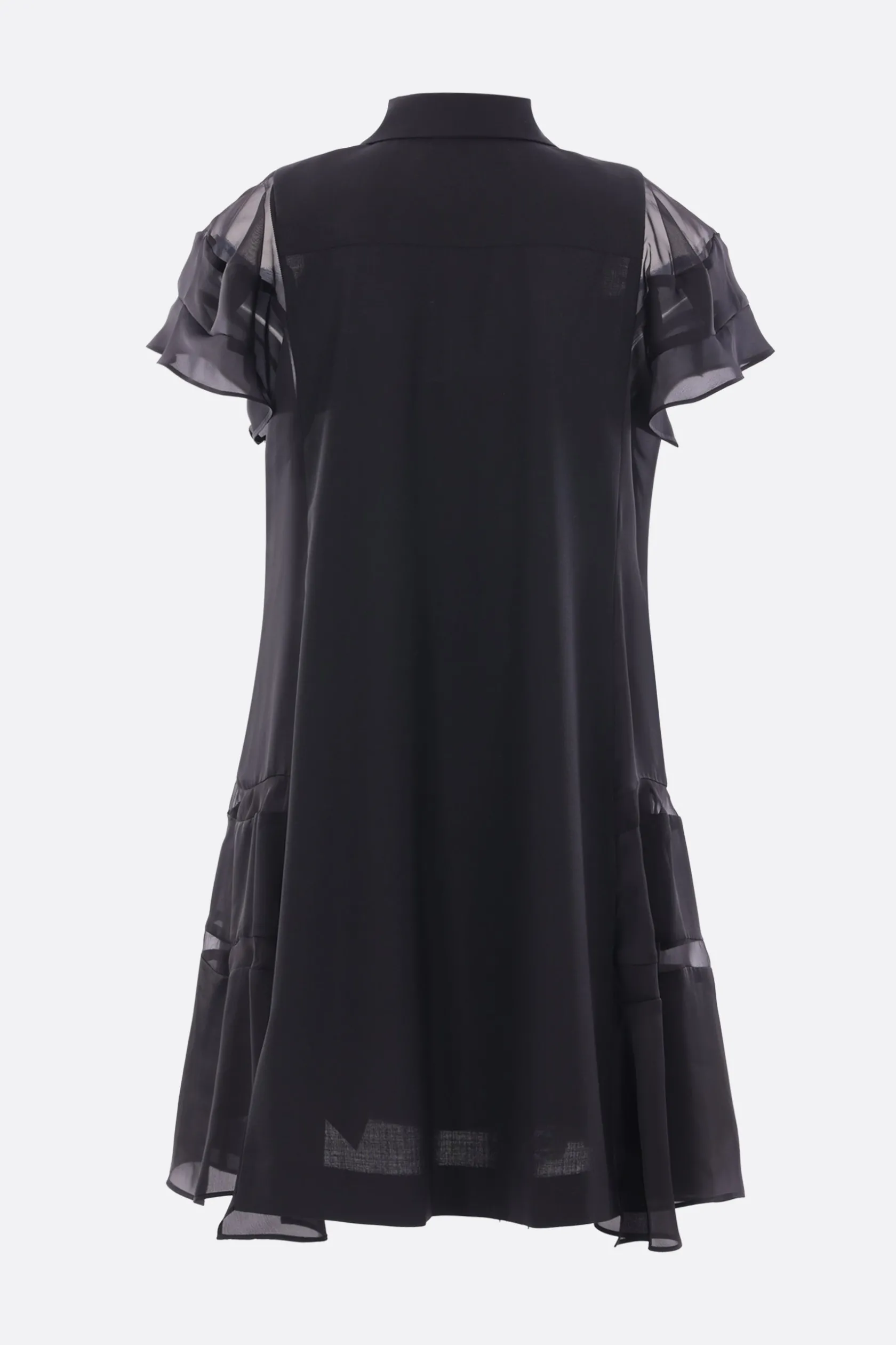 Abiti>SACAI abito chemisier in lana e raso Nero