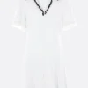Abiti>JIL SANDER abito corto in georgette crinkled Bianco