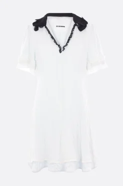 Abiti>JIL SANDER abito corto in georgette crinkled Bianco