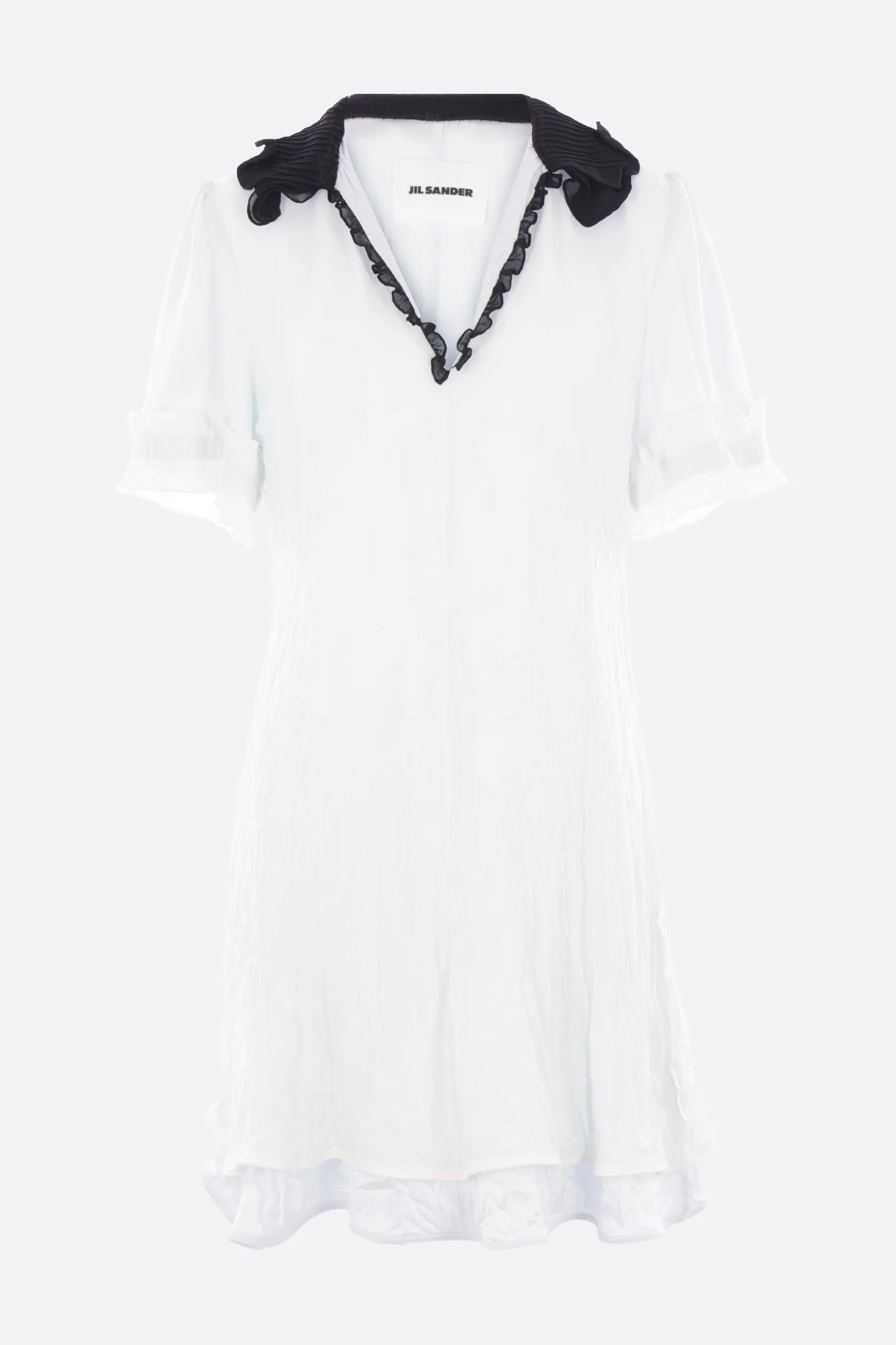 Abiti>JIL SANDER abito corto in georgette crinkled Bianco