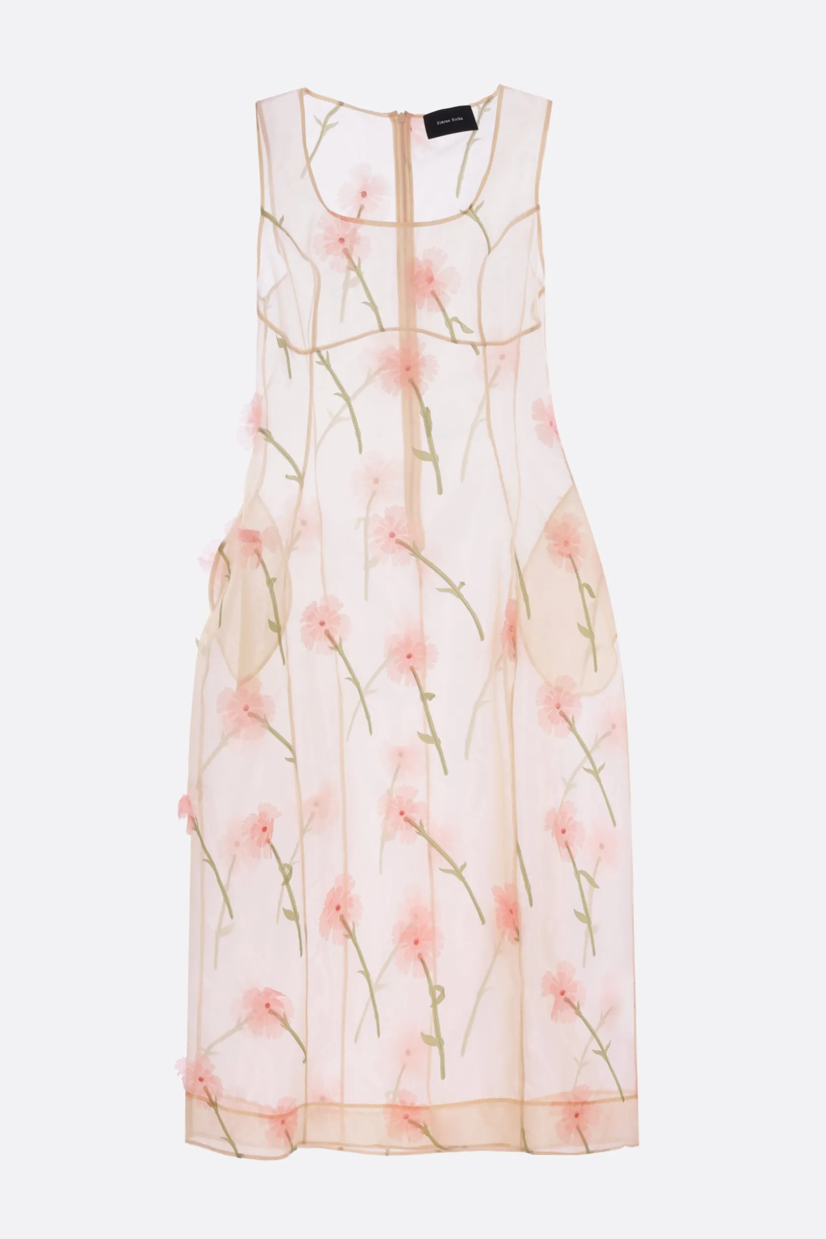 Abiti>SIMONE ROCHA abito smanicato in organza ricamato Multicolor