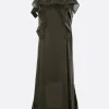 Abiti>SACAI abito smanicato in raso e chiffon Marrone