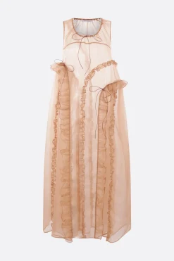 Abiti>CECILIE BAHNSEN abito smanicato Opal in organza Marrone