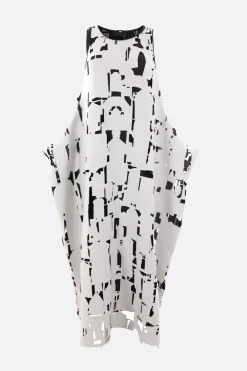 Abiti>MARIA CALDERARA abito smanicato Puppet in tessuto scuba laser-cut Nero