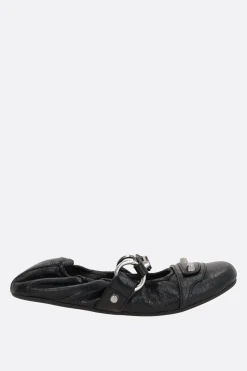 Scarpe Basse>BALENCIAGA ballerina City in pelle Arena Nero