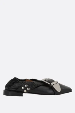 Scarpe Basse>TOGA PULLA ballerina in pelle liscia con cinturini incrociati Nero