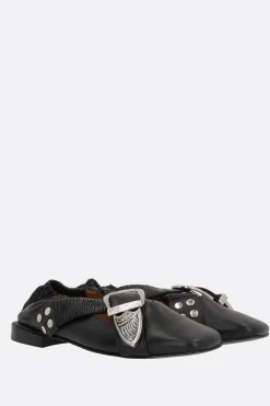 Scarpe Basse>TOGA PULLA ballerina in pelle liscia con cinturini incrociati Nero