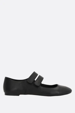 Scarpe Basse>YOHJI YAMAMOTO ballerina mary-jane in nappa con fiocchi Nero