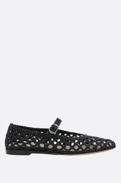 Scarpe Basse>LE MONDE BERYL ballerina mary-jane in pelle intrecciata Nero