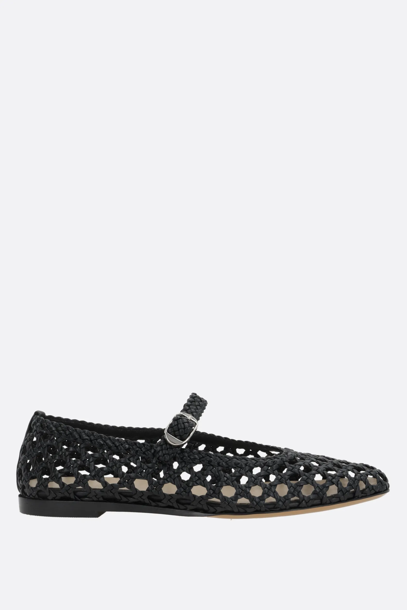 Scarpe Basse>LE MONDE BERYL ballerina mary-jane in pelle intrecciata Nero