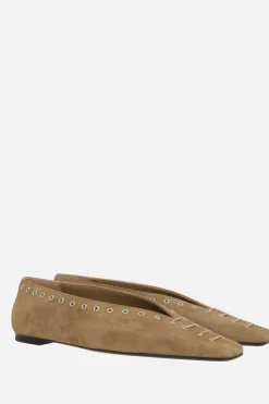 Scarpe Basse>TOTEME ballerina om suede con lacci Neutro