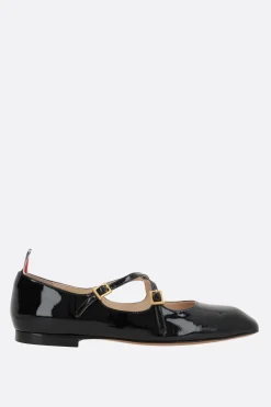 Scarpe Basse>THOM BROWNE ballerina Thom John in vernice Nero
