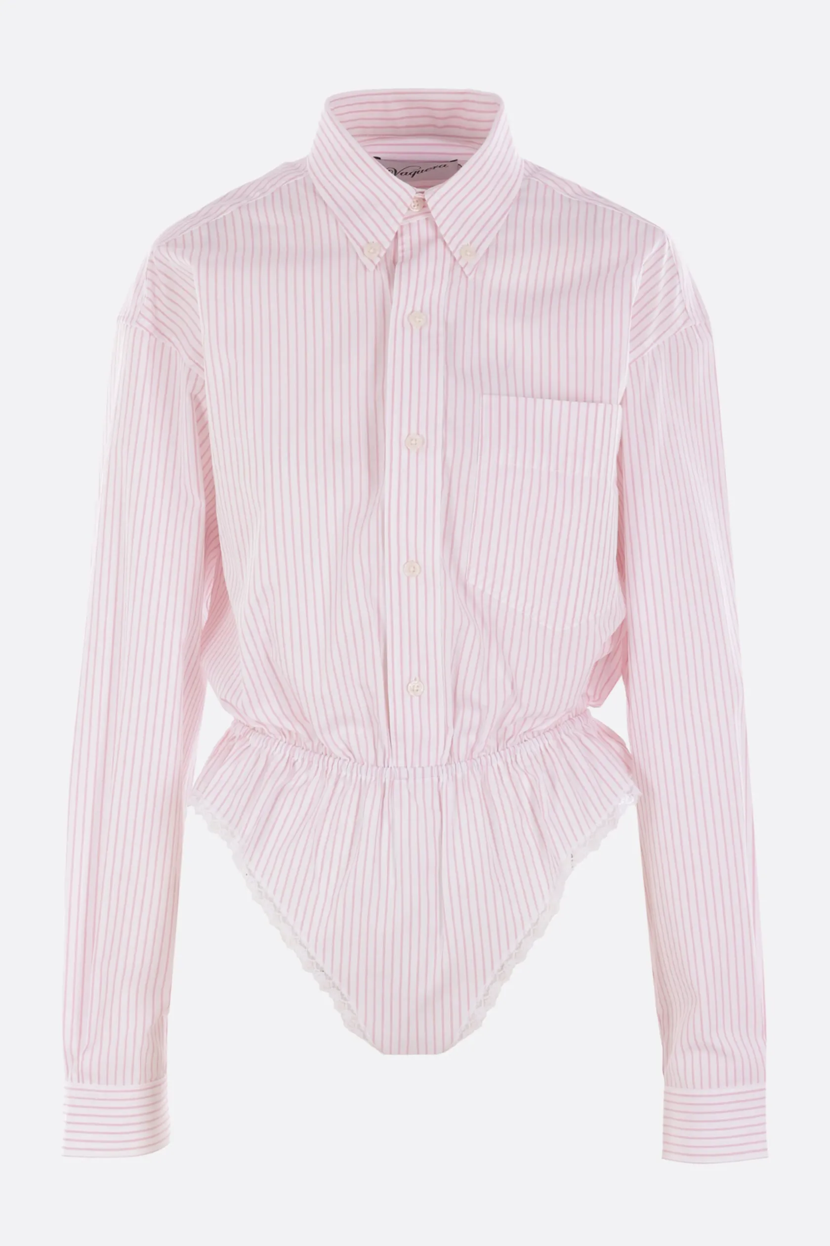 Topwear>VAQUERA body in popeline di cotone a righe Rosa