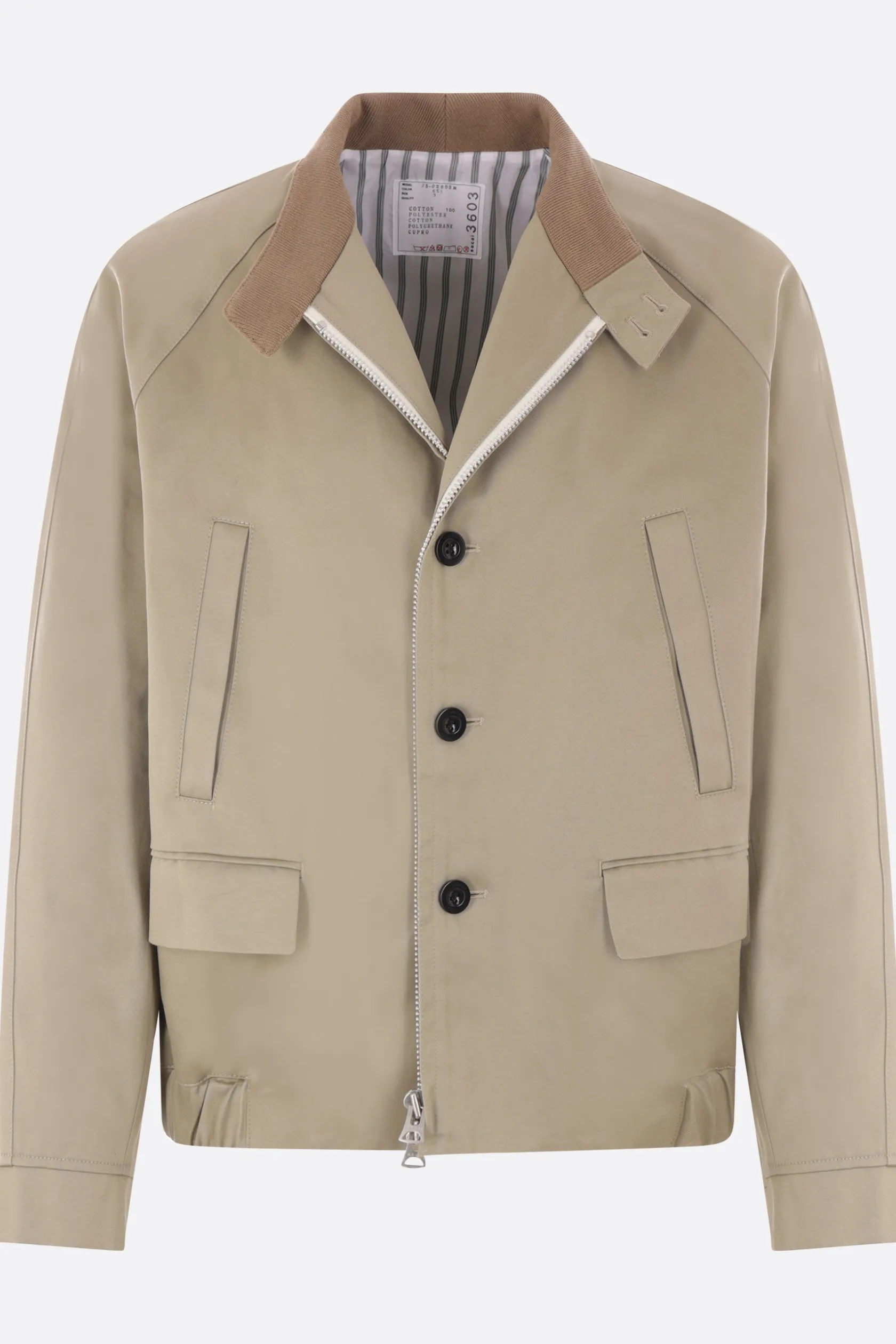 Capispalla>SACAI bomber chino in gabardine Neutro
