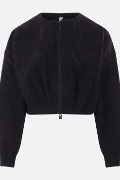 Capispalla>CFCL bomber cropped Hypha in maglia a coste Nero