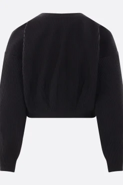 Capispalla>CFCL bomber cropped Hypha in maglia a coste Nero