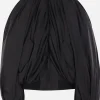 Capispalla>BALENCIAGA bomber drappeggiato in micro-faille tecnica Nero