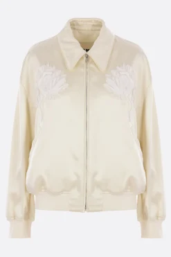 Capispalla>JIL SANDER bomber in duchesse con ricamo Neutro