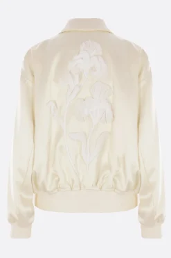 Capispalla>JIL SANDER bomber in duchesse con ricamo Neutro