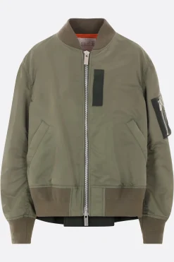 Capispalla>SACAI bomber oversize in twill di nylon Marrone