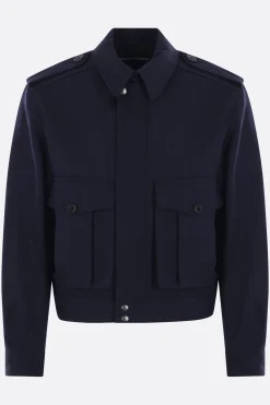 Capispalla>DRIES VAN NOTEN bomber Vleo in gabardine Blu