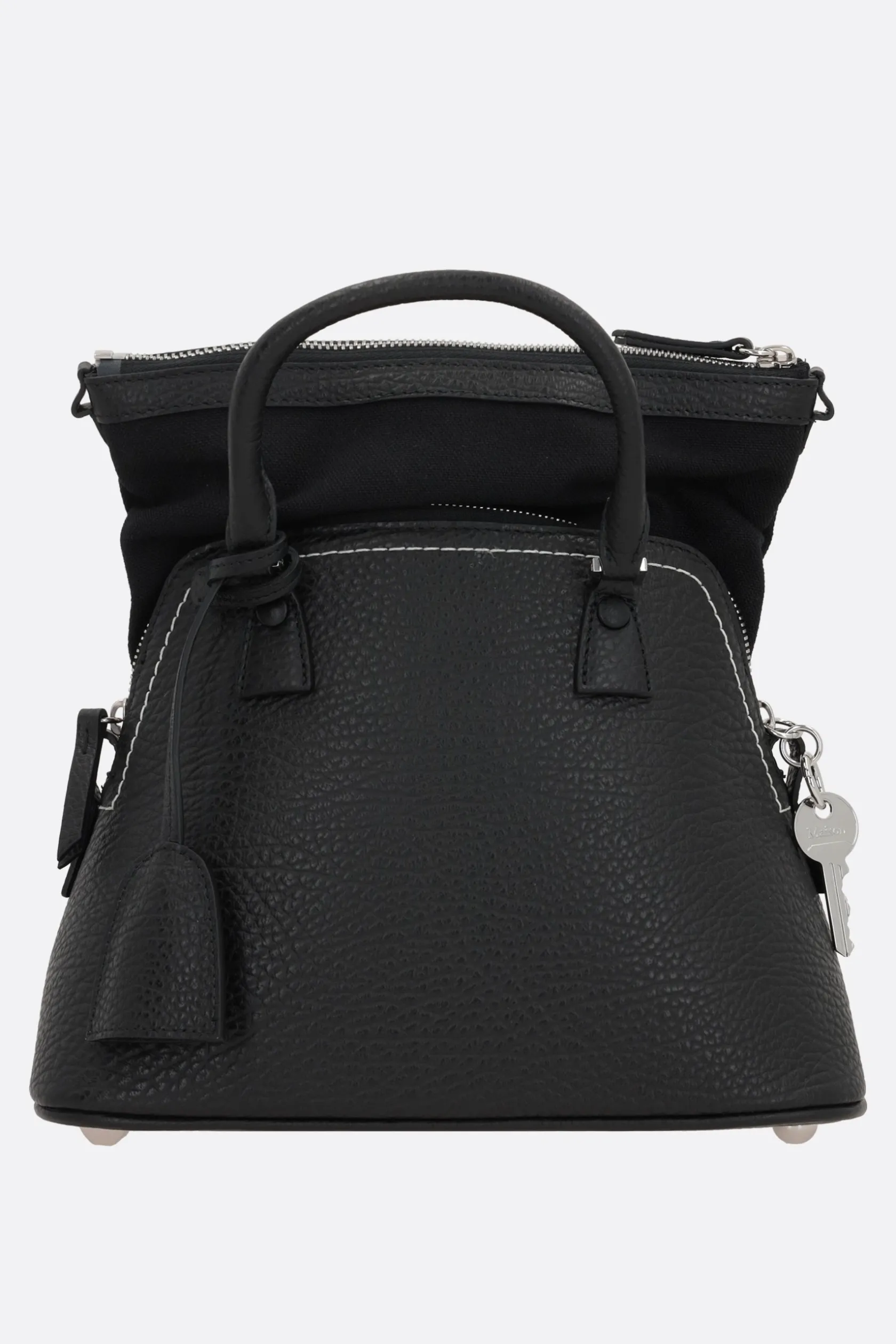 Borse A Mano>MAISON MARGIELA borsa a mano 5AC Classique mini in pelle martellata Nero