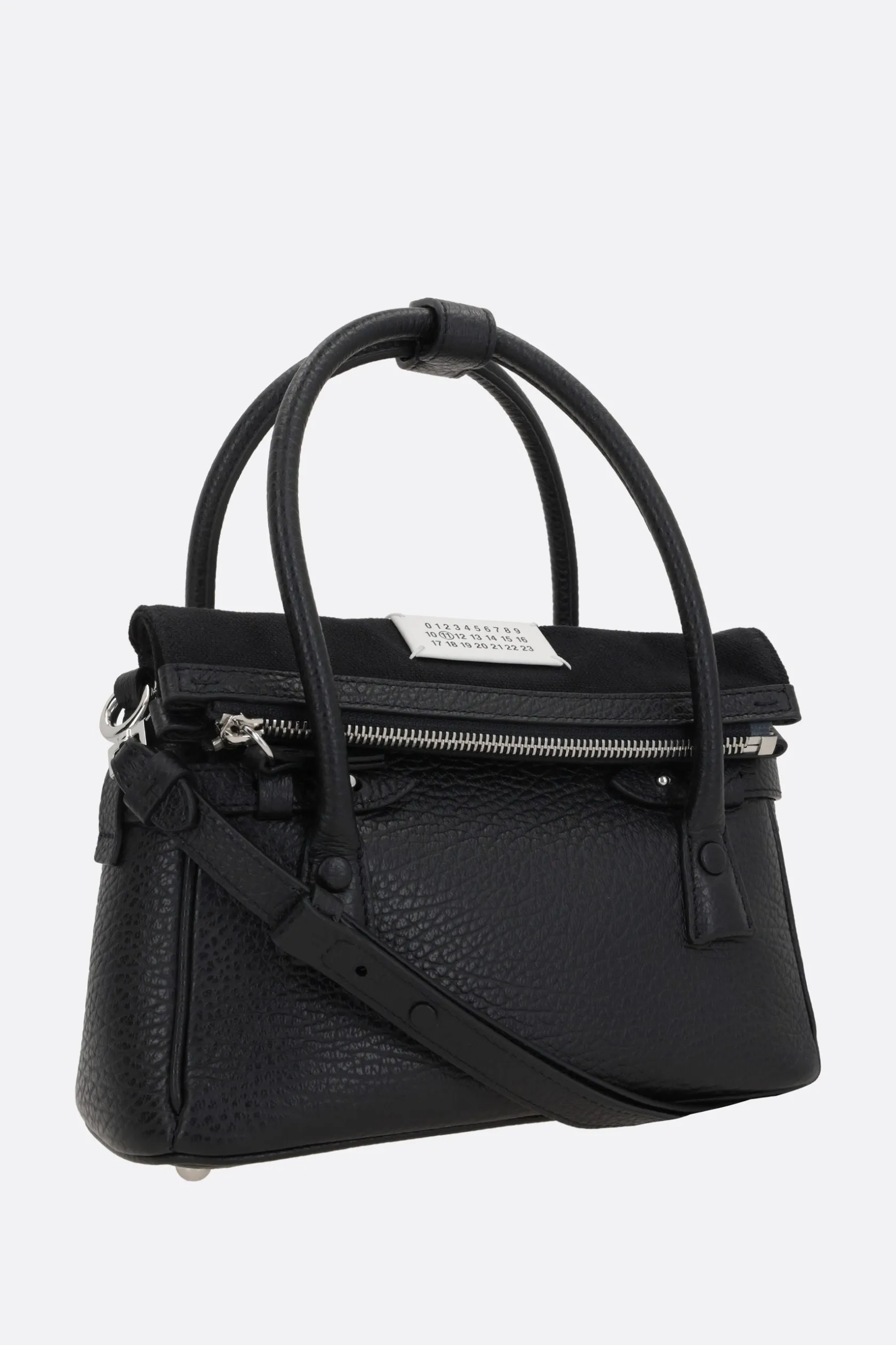 Borse A Mano>MAISON MARGIELA borsa a mano 5AC East West small in pelle martellata Nero