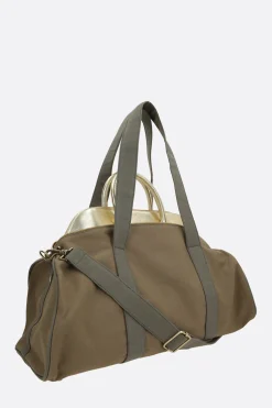 Borse A Mano>ALL IN borsa a mano Carrie in canvas e pelle laminata Verde