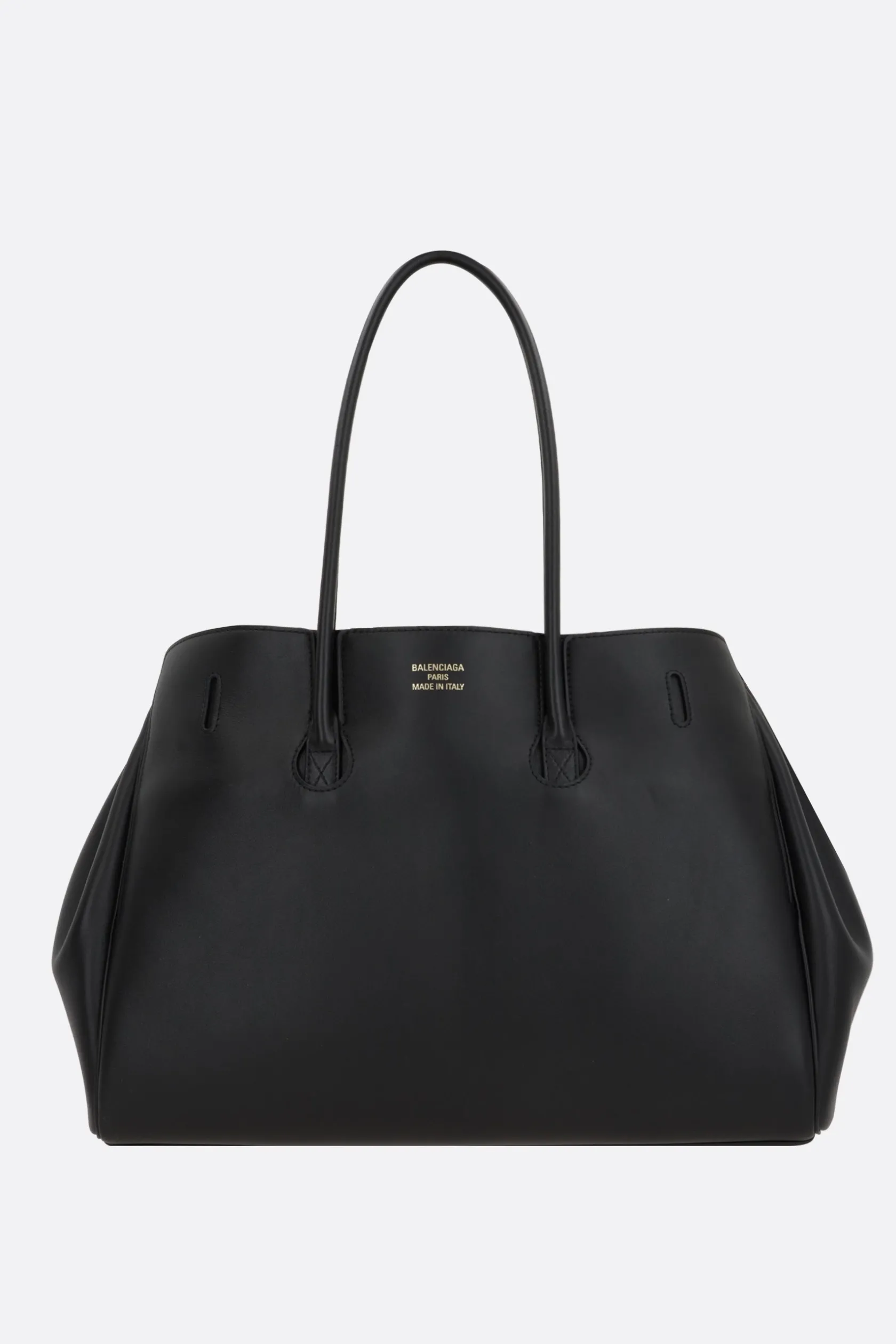 Borse A Mano>BALENCIAGA borsa a mano Carry All Bel Air media in pelle liscia Nero
