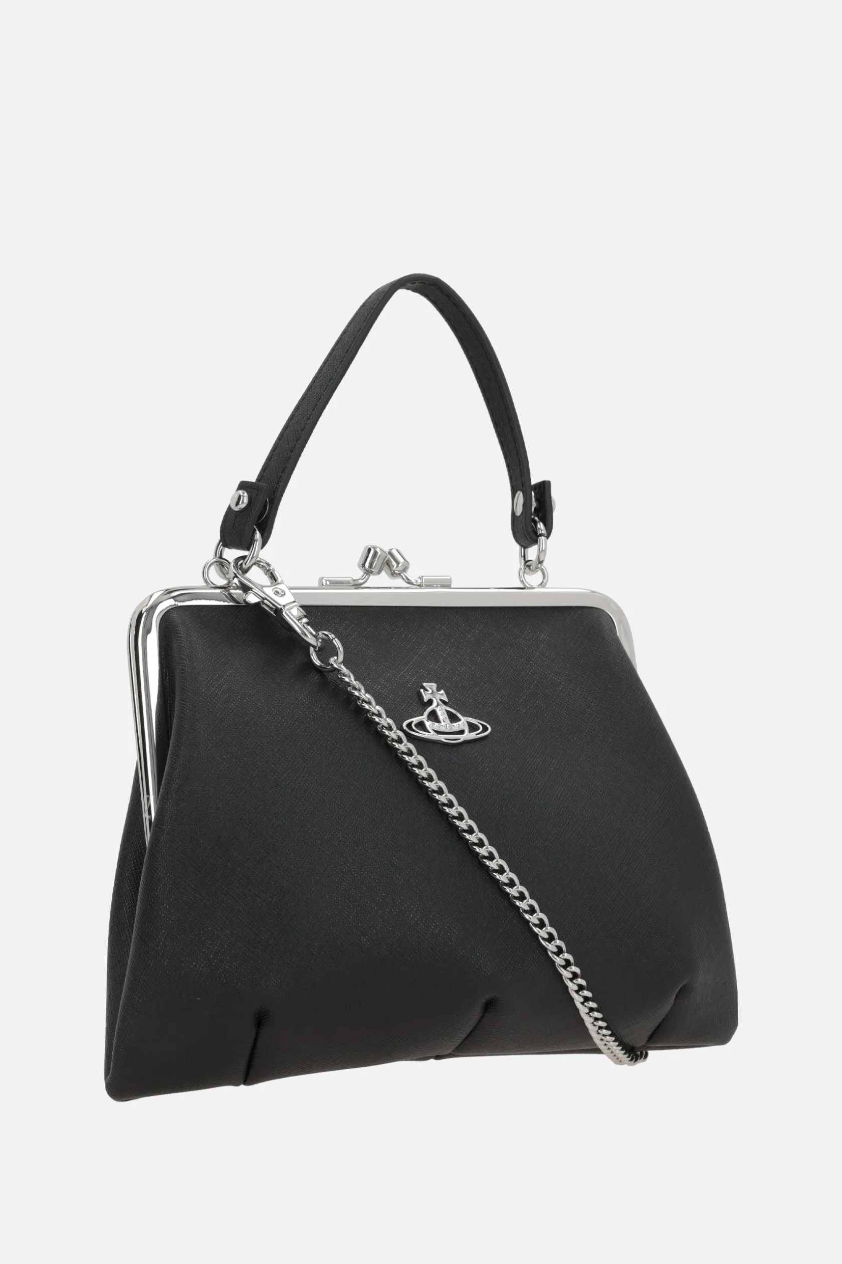 Borse A Mano>VIVIENNE WESTWOOD borsa a mano Granny in ecopelle saffiano Nero