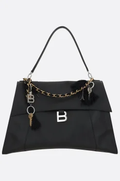Borse A Mano>BALENCIAGA borsa a mano Hourglass Soft large in pelle liscia Nero