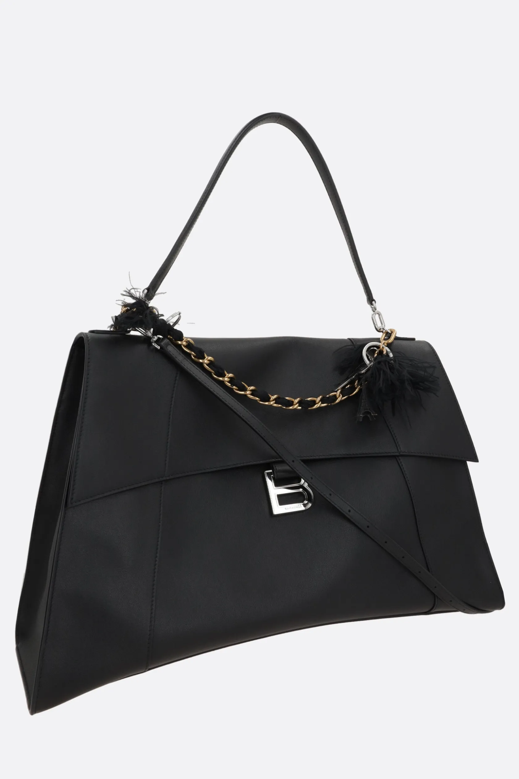 Borse A Mano>BALENCIAGA borsa a mano Hourglass Soft large in pelle liscia Nero