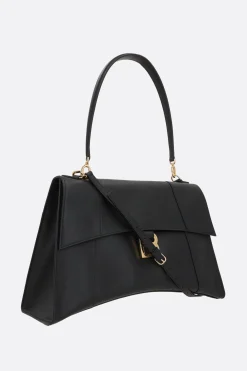 Borse A Mano>BALENCIAGA borsa a mano Hourglass Soft media in pelle liscia Nero