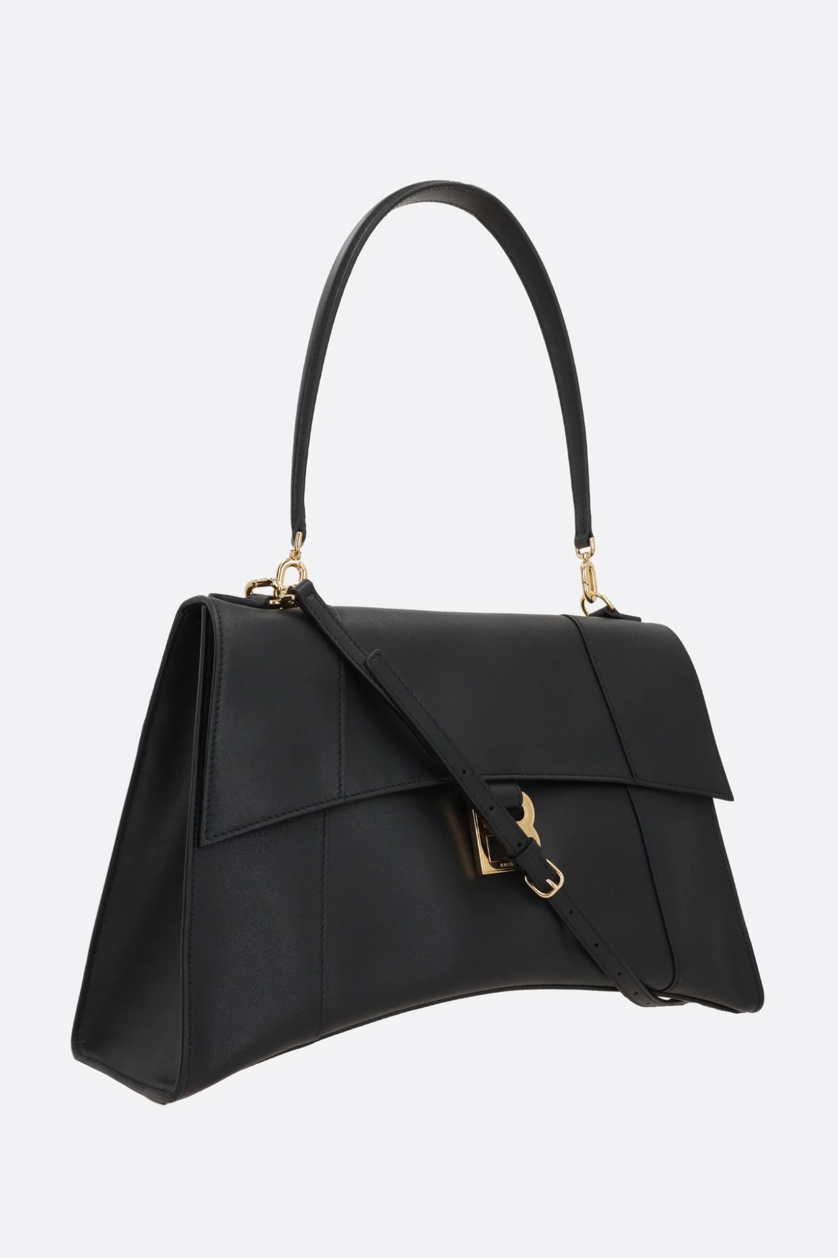 Borse A Mano>BALENCIAGA borsa a mano Hourglass Soft media in pelle liscia Nero