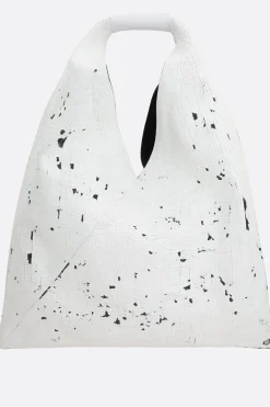 Borse A Mano>MM6 borsa a mano Japanese Classic media in pelle martellata Bianco