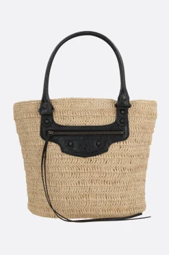 Borse A Mano>BALENCIAGA borsa a mano Le City small in rafia Neutro