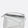 Borse A Mano>LOEWE borsa a mano Puzzle mini in nappa laminata Argento
