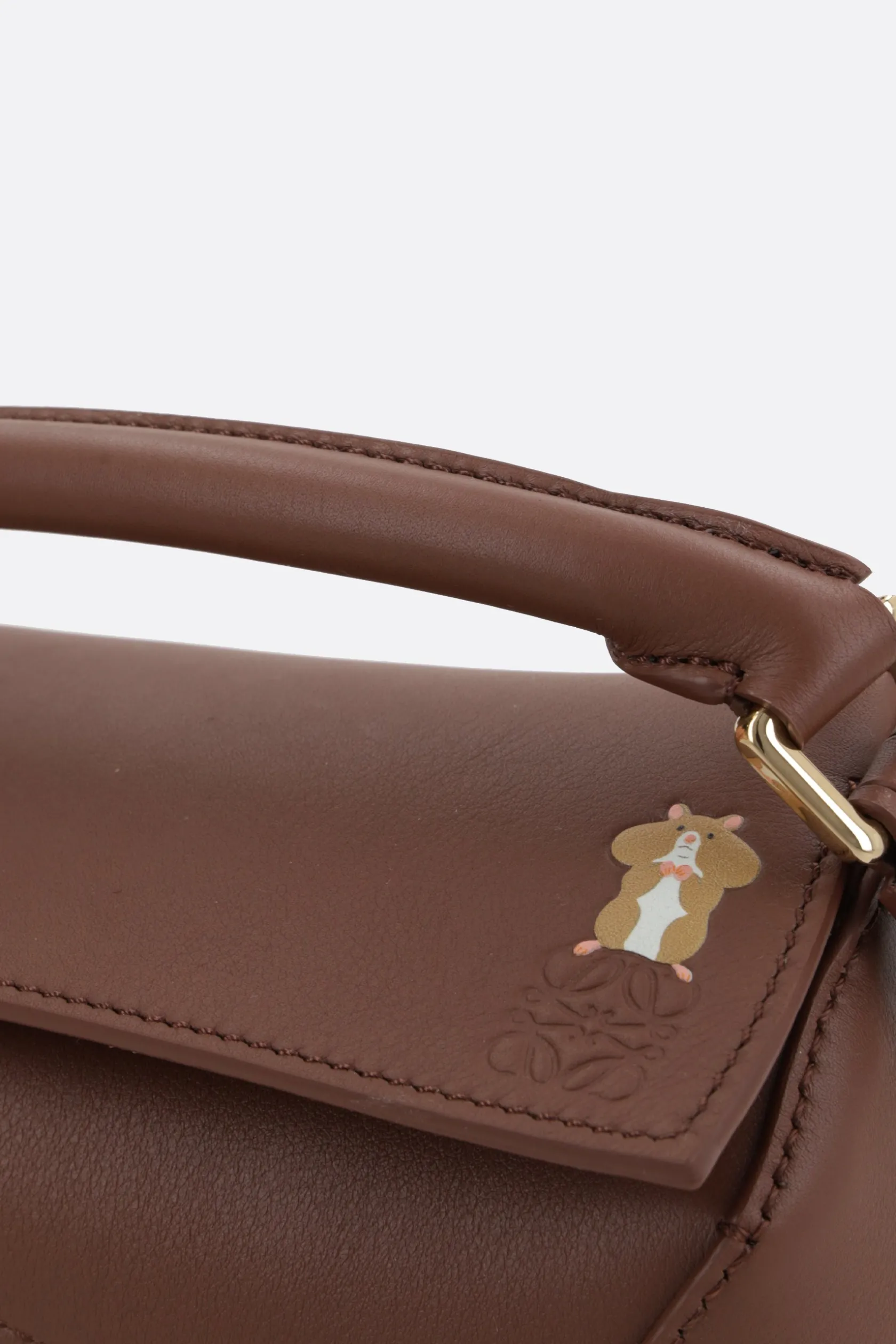 Borse A Mano>LOEWE borsa a mano Puzzle mini Hamster in nappa Marrone