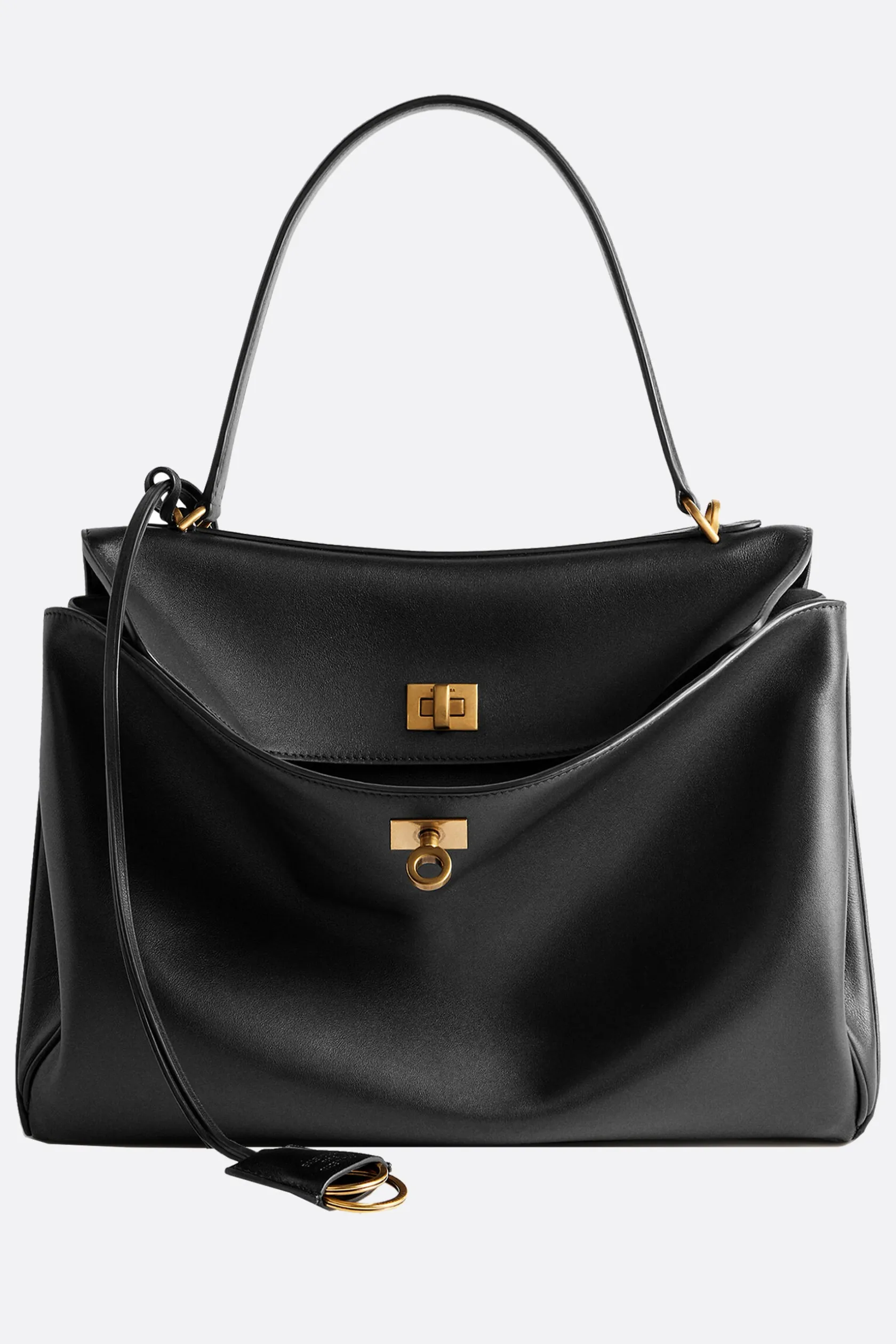Borse A Mano>BALENCIAGA borsa a mano Rodeo large in pelle liscia Nero