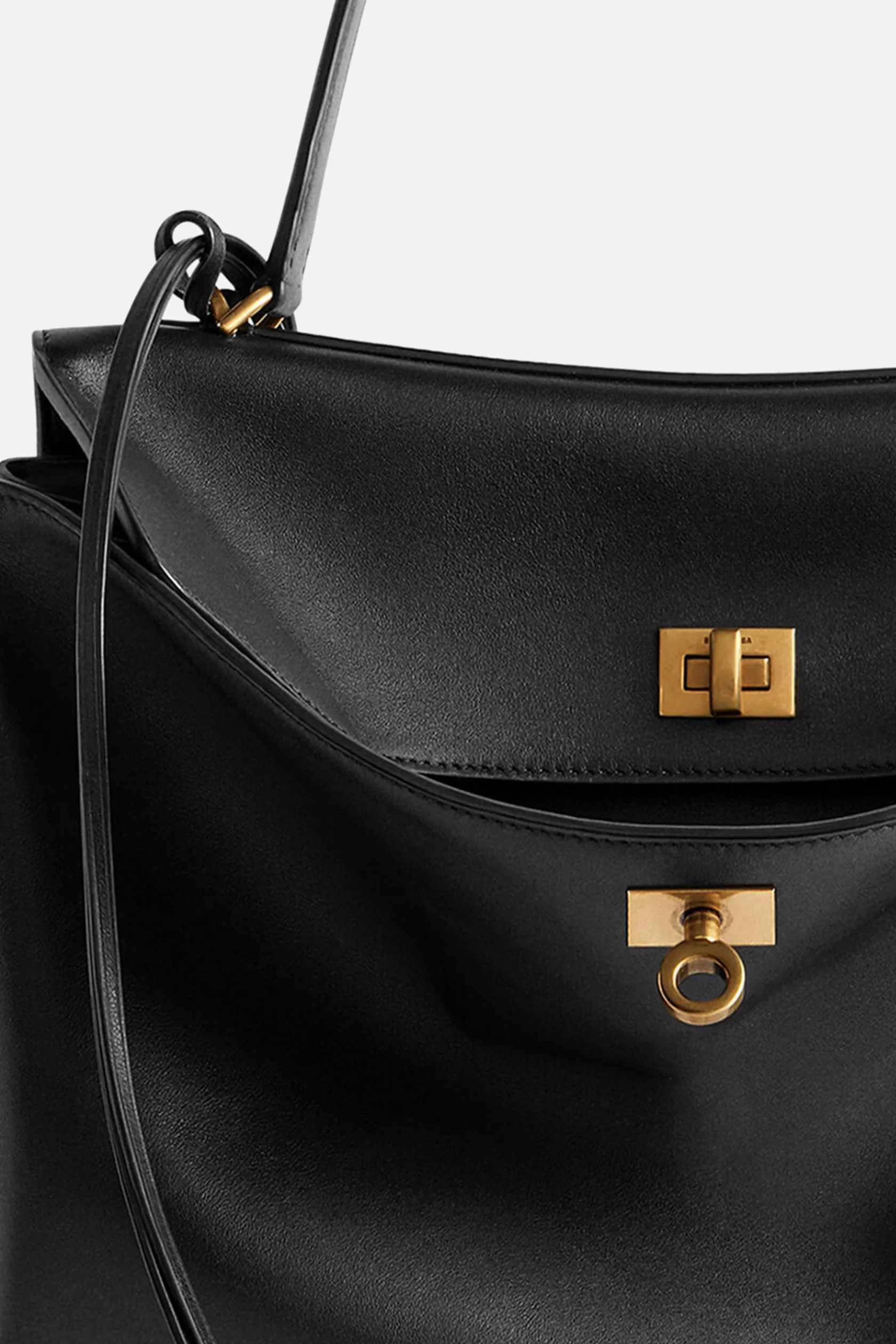 Borse A Mano>BALENCIAGA borsa a mano Rodeo large in pelle liscia Nero