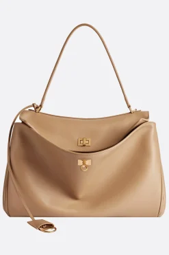 Borse A Mano>BALENCIAGA borsa a mano Rodeo media in pelle liscia Neutro