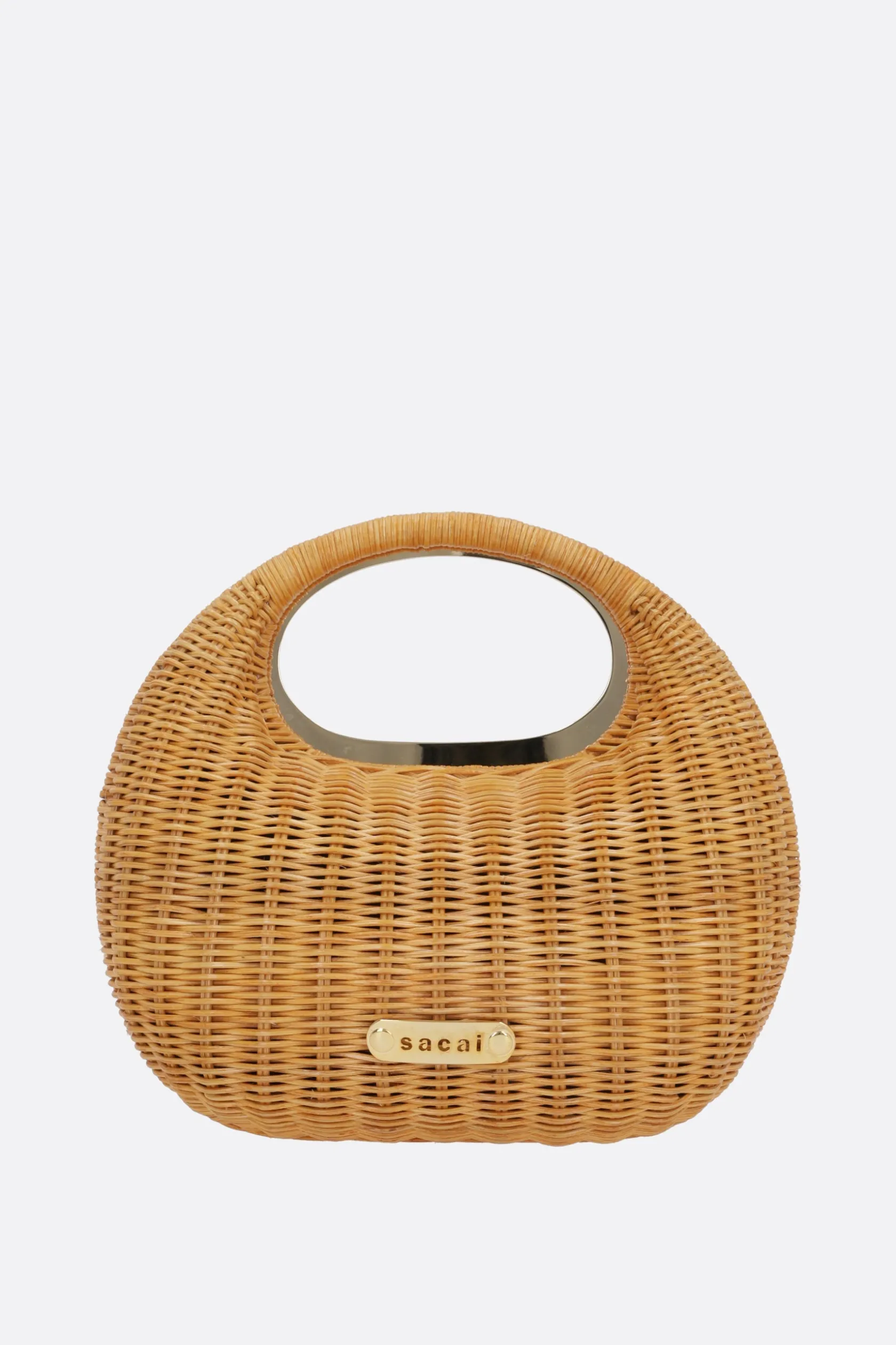 Borse A Mano>SACAI borsa a mano Round in rattan Neutro