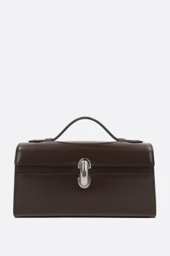 Borse A Mano>SAVETTE borsa a mano Symmetry Pochette in pelle spazzolata Marrone
